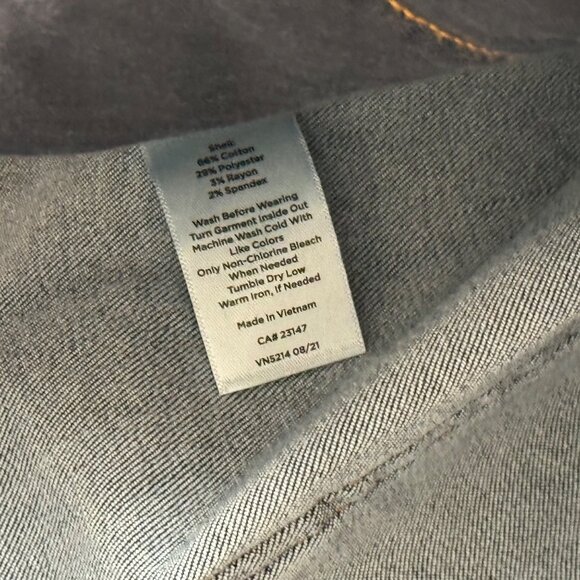 talbots Women's Blue Denim wide leg sailor jeans pants Pockets 24W plus stretch - Picture 7 of 9